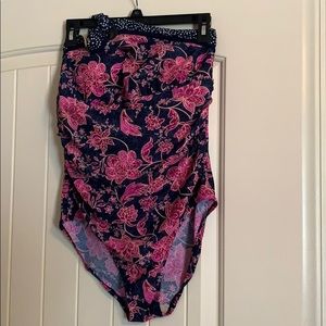 Floral patterned halter neck swimsuit